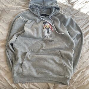 Polo by Ralph Lauren Light Gray Hoodie with Bear Design